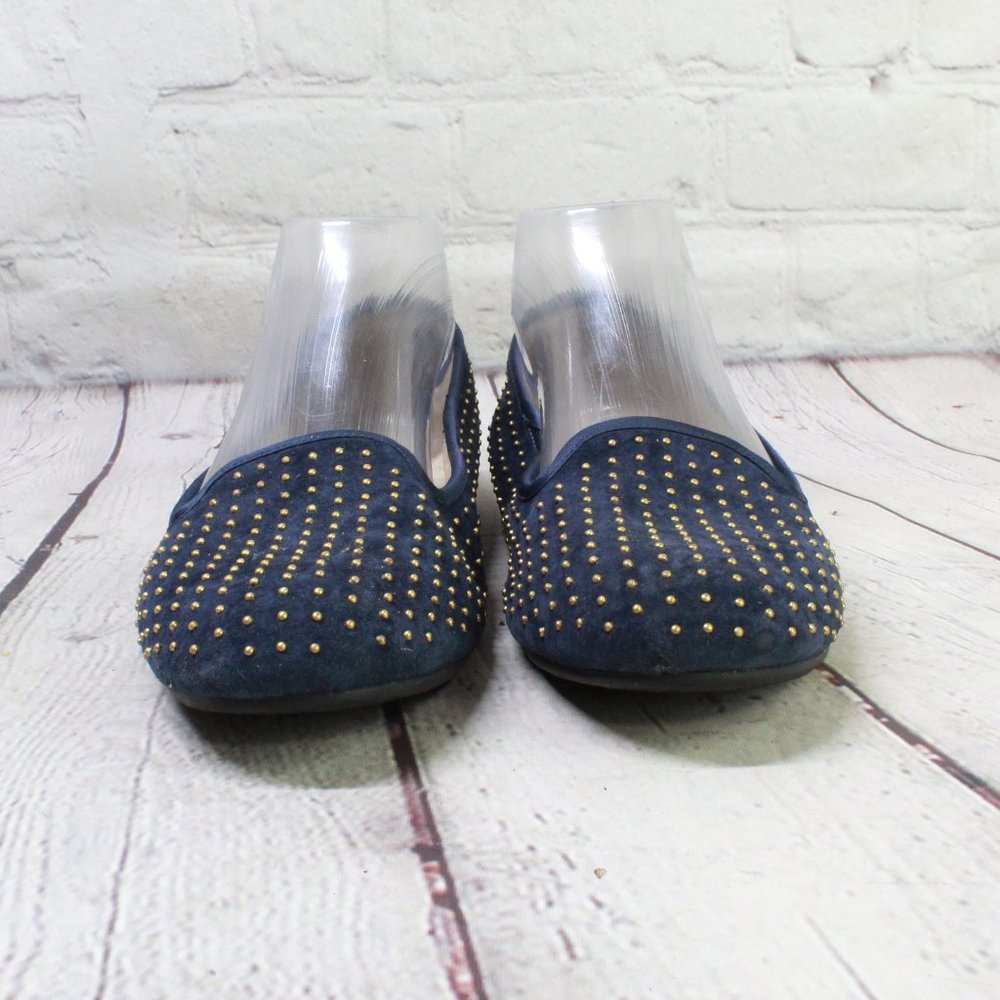 UGG Alloway Blue Suede Studded Sheepskin Lined Ballet Flats Shoes US 7.5 - Picture 4 of 9